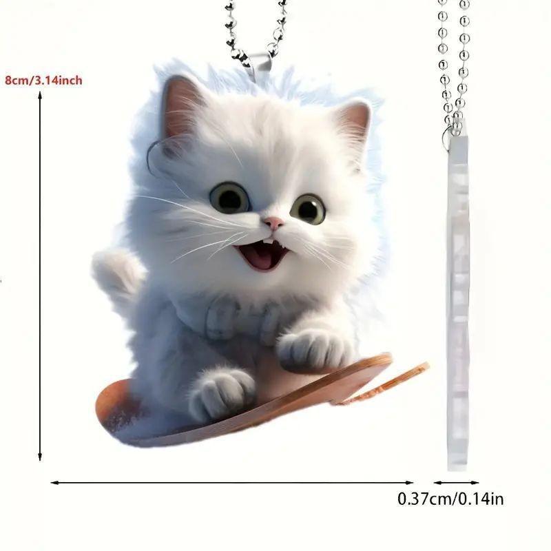 

Playful Acrylic Cartoon Cat Skateboard Ornament Designed For Decorative Car Accents