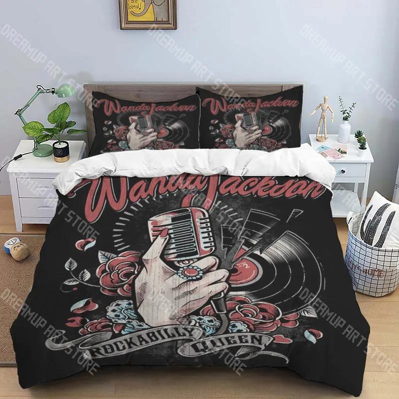 R-Retro rock hip hop music fashion trend print three piece set suitable for children or adults quilt cover pillowcase bedding