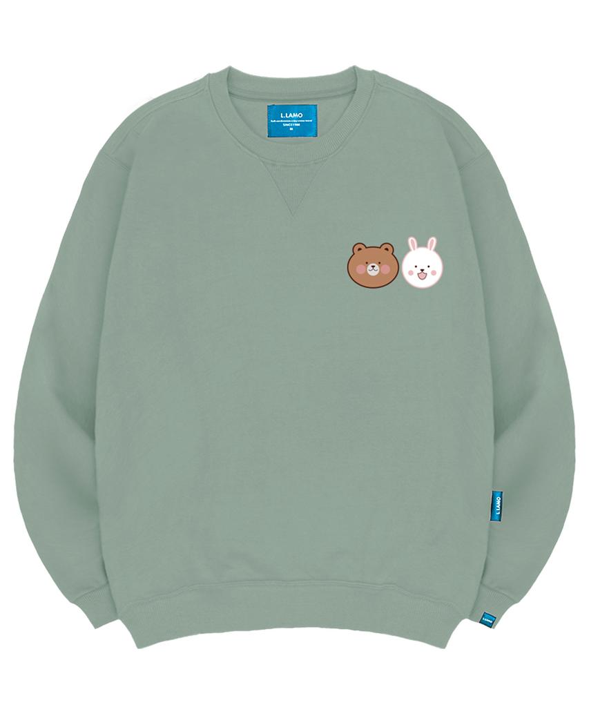 Ellamo Fleece-Lined Medium Cutie Animal Friends Sweatshirt Unisex Big Sizes S~4Xl