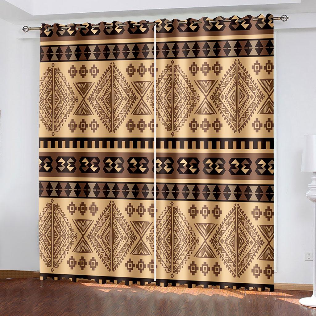 Rideau pare-soleil de luxe pour salon et chambre à coucher, série Civilisation ancienne, 2 pièces de crochet perforé