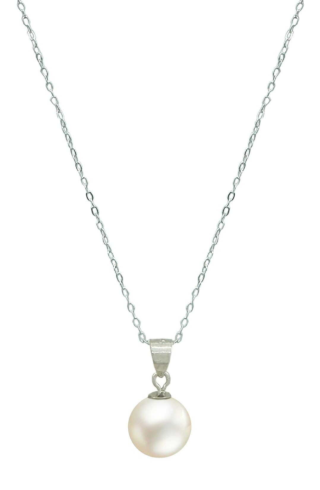 

[Jewelry Shop M] Akoya Pearl, Uwajima, 8mm, Single Pearl Necklace Pendant, Sterling Silver 925, Figaro Chain, Women s Simple Jewelry, Made in Japan,