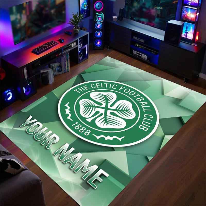 Crystal Velvet Rug Celtic FC Print Custom Name Text Floor Mat Home Decor