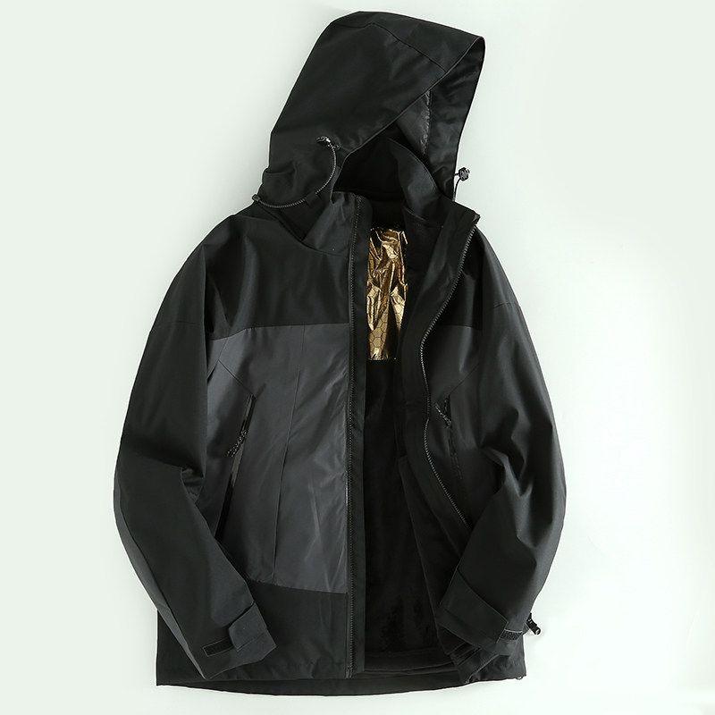Export Export Outdoor Hooded Jacket Outwear Windproof Heattech Jacket for Men OEM Goods Cattle Goods Fashionable Clothes Rock Gray XL
