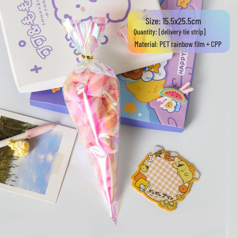 

Прозрачный вертикальный пакет для радужного попкорна и закусок из печенья