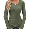 Women's Autumn and Winter Waist Cinched Round Neck Tight Long Sleeved Top