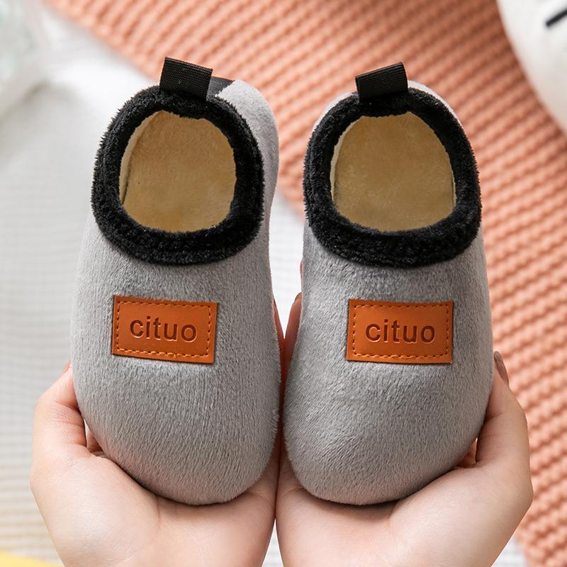 

Winter Warm Baby Slippers Toddler Plush Floor Sock Shoes Boys Girl Children Soft Anti-slip Walking Shoes Indoor Home Kids Shoes 24-25(Insole 14.1cm) серый