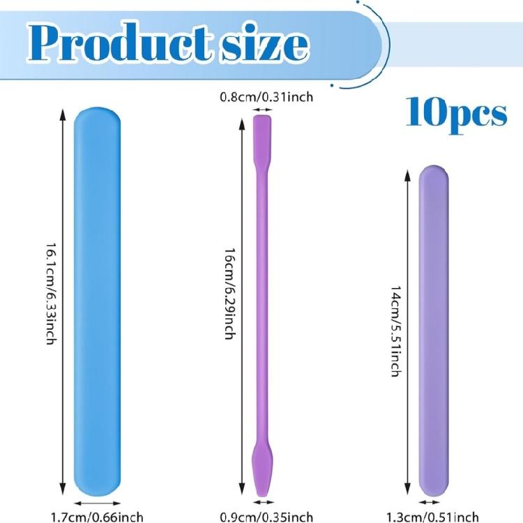 Silicone Craft Sticks In Assorted Color Pack of 10 Stir Sticks Waxing Spatulas For Art Projects And Wax Handling