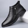 Fashion Winter Plush Genuine Leather Chelsea Men Boots Leather Men Designer Ankle Boot Fashion Casual Business Formal Boots Cowboy Boots