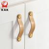 KAK Cowhide Leather Cabinet Handles Nordic Furniture Handle for Kids Room Brass Copper Kitchen Handle Drawer Knobs Door Hardware