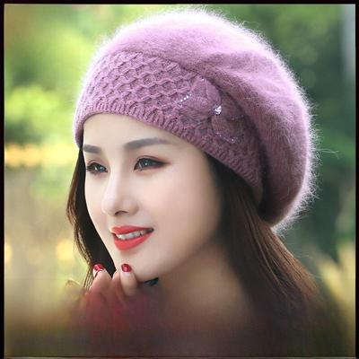 Damska zimowa czapka z futra królika 2022: Gruby, Ciepły, Chroniący Uszy Wełniany Beret Dzianinowy w Stylu Koreańskim.