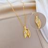 Stainless Steel Chain Fashion Shiny Zircon Wings Pendant Necklace for Women Lady Vintage Gold Color Jewelry Accessories Gifts