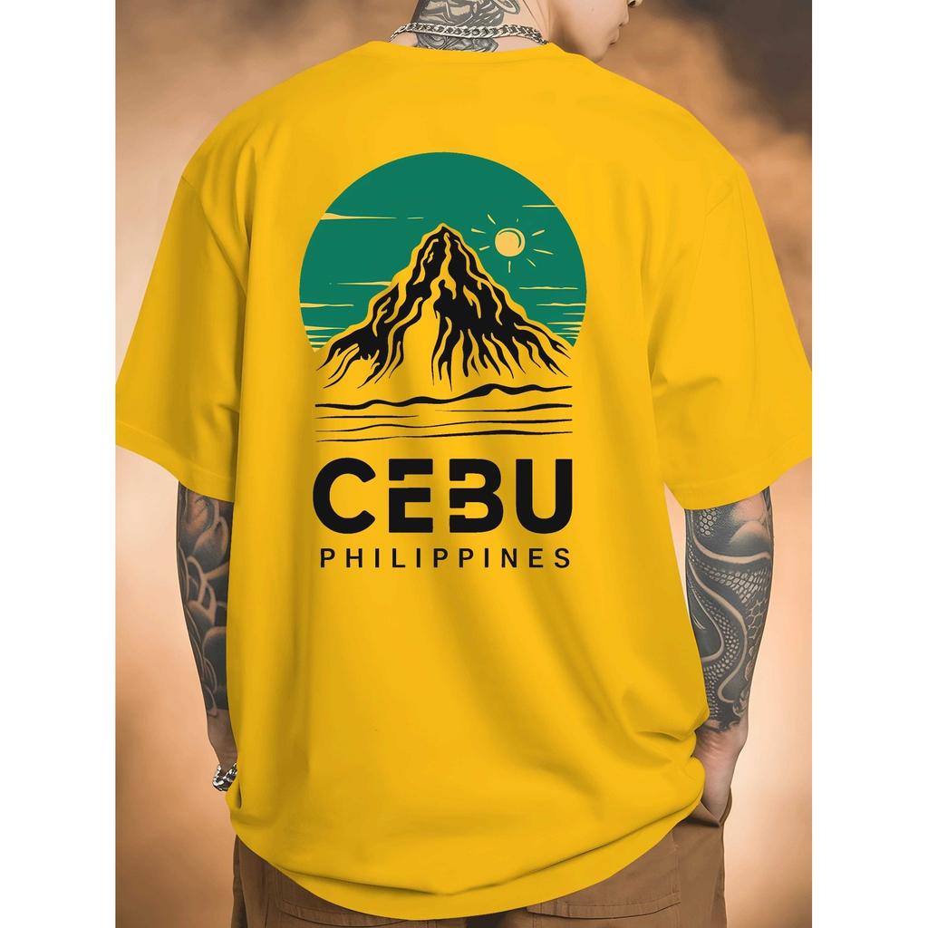 Cebu Philippines Mountain Graphic Men's Casual Cotton T-Shirt Short Sleeve Summer Tee