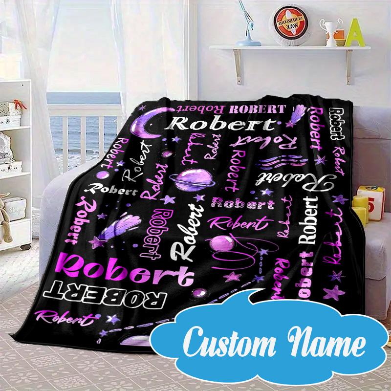 Custom Name Pink Heart Blanket bed sofa Blanket Flannel Blanket for Camping, Hiking, Picnic Essentials,gift for Fan family