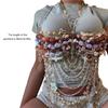 Fashion Layer Acrylic Stone Body Chain Bra Top Adjustable Closure Designs for Women's Beachwear and Dance Event