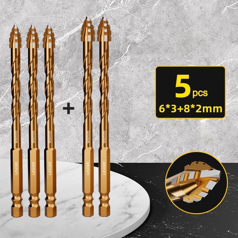 2/3/4/5Pcs Four-Edged Eccentric Drill Bit Skewed Head Concrete Drill Bit Set  Drilling Tool