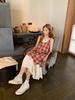 Red Plaid Lace Spaghetti Strap Dress - Women's Summer Beach Holiday Style