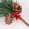 3pcs Pine Needle Mini Christmas Tree Accessories Gift Box Decor Artificial Flower Xmas Decorative Ornament Desktop Red Fruit