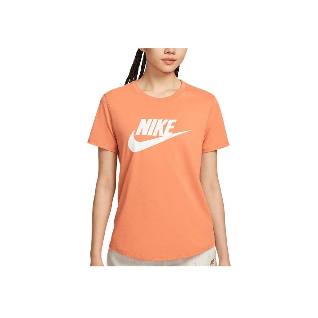Nike Sportswear Essentials Series Comfortable Soft Skin-Friendly Minimalist Solid Color Short Sleeve T-Shirt Women Tops Soft-Orange DX7907-828