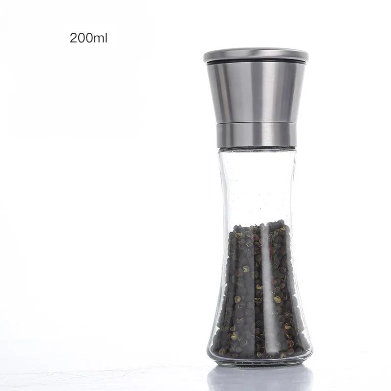 2-in-1 Pepper Grinder Cooking Seasoning Grinding Storage Bottle Stainless Steel Grinding Bottle 2-Layer Adjustable Compartment