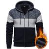 2025 Autumn Winter New Men's Color-blocking Sweater Plus Velvet Casual Knitted Fashion Hooded Jacket
