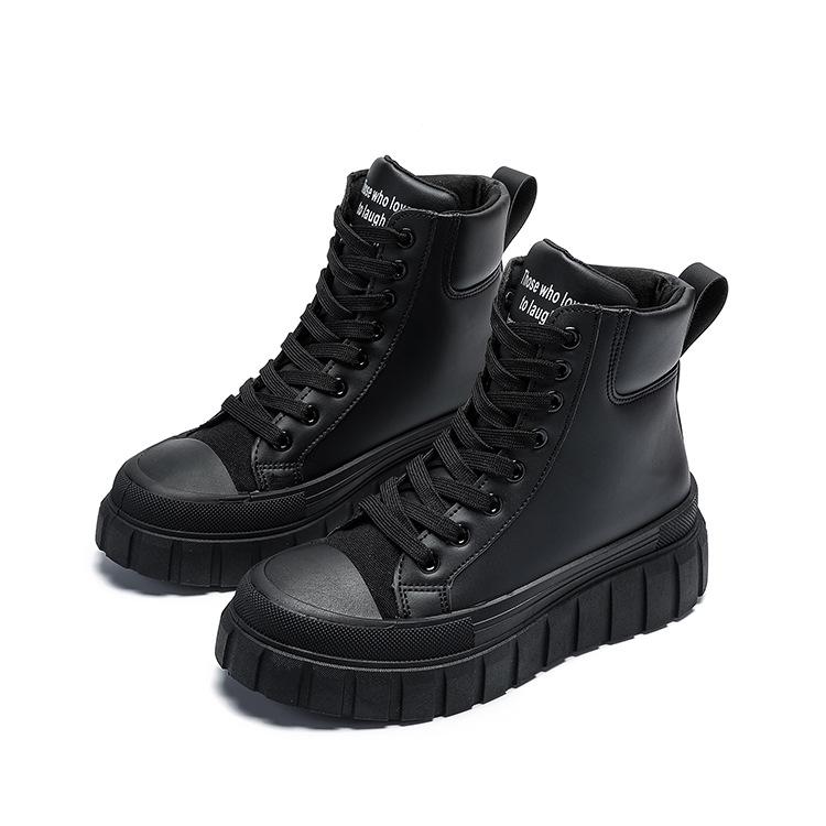 New black versatile heightened platform short Martin boots simple large size women's shoes sports and leisure shoes