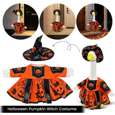 Halloween 23 Inch Porch Pumpkin and Witch Costume Outfit for Garden Yard Holiday Decoration