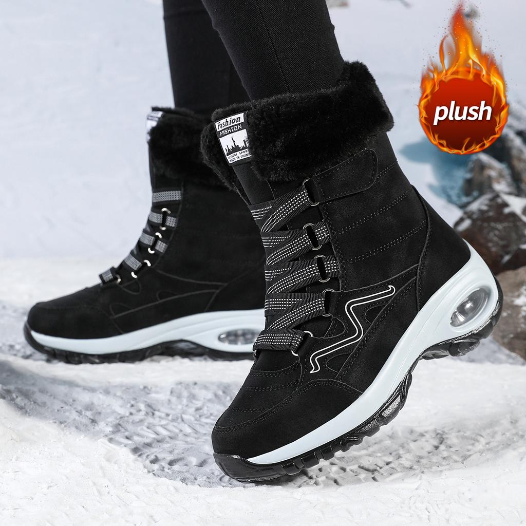 TUINANLE Cizme de zăpadă noi pentru femei, cizme de gleznă iarnă cu vârf înalt, de exterior, antiderapante, casual, din bumbac, călduroase, cu pluș, pantofi pentru bărbați