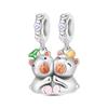 S925 Silver DIY Couple Bracelet Necklace Set with Heart Holding Hands Cat Dog Charm Pendant Bead Jewelry
