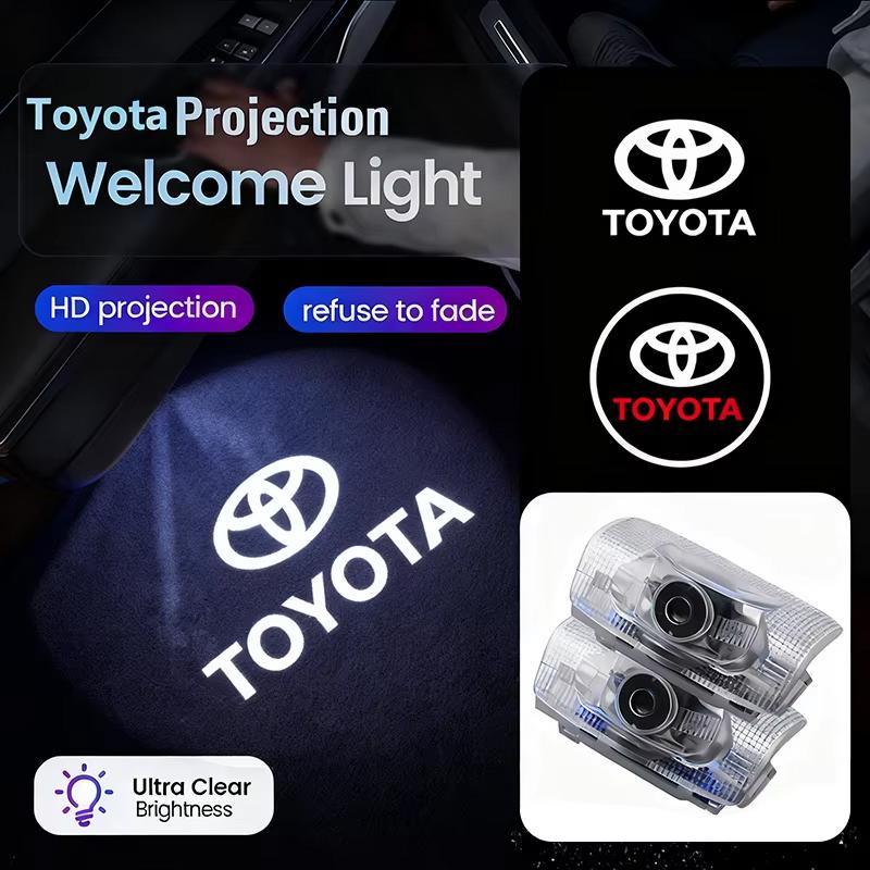 2Pcs LED Car Door Welcome Light For Toyota Corolla Yaris Aygo Prius Camry Avensis TRD 4Runner Rav4 GR CHR Crown AVALON Alphard