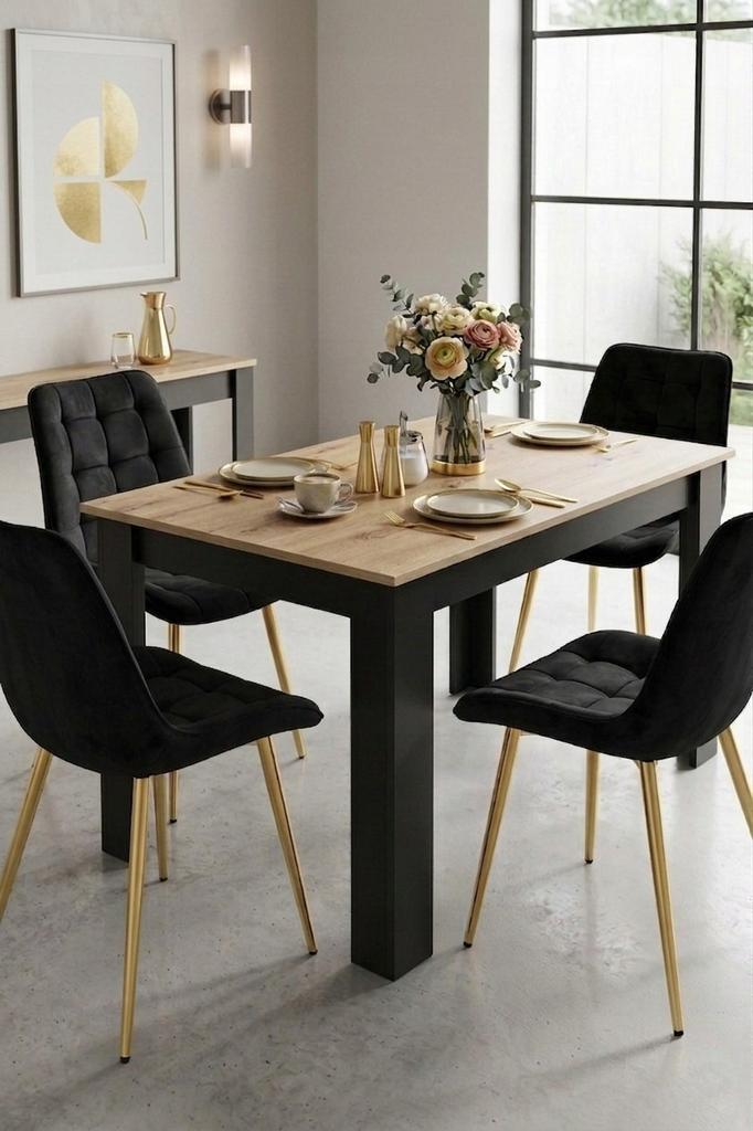 BERA chair - black velvet / gold legs x 1