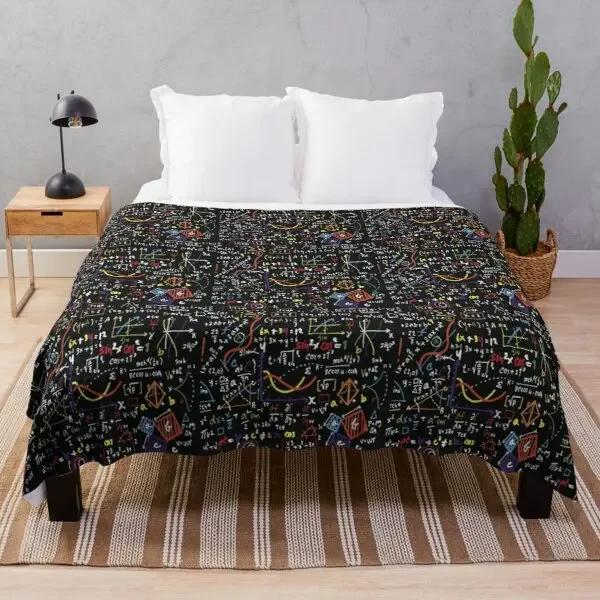 Mathematical Formula Flannel Throw Blanket Funny Math Blanket Queen Size for Couch Bed Sofa Decor Super Soft Cozy Warm Bedspread