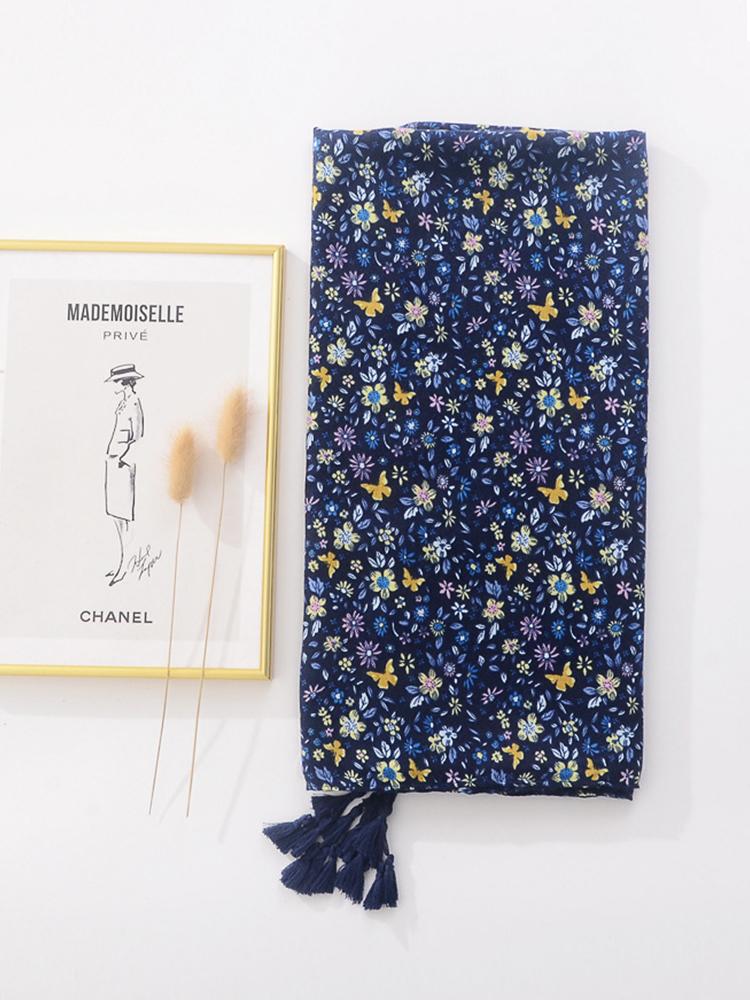 Cotton Linen Women Silk Scarf Cute Soft Floral Print Shawl Foulard Femme Mujer Pareo Muffler Bufanda Stoles Hijab Bandana Summer