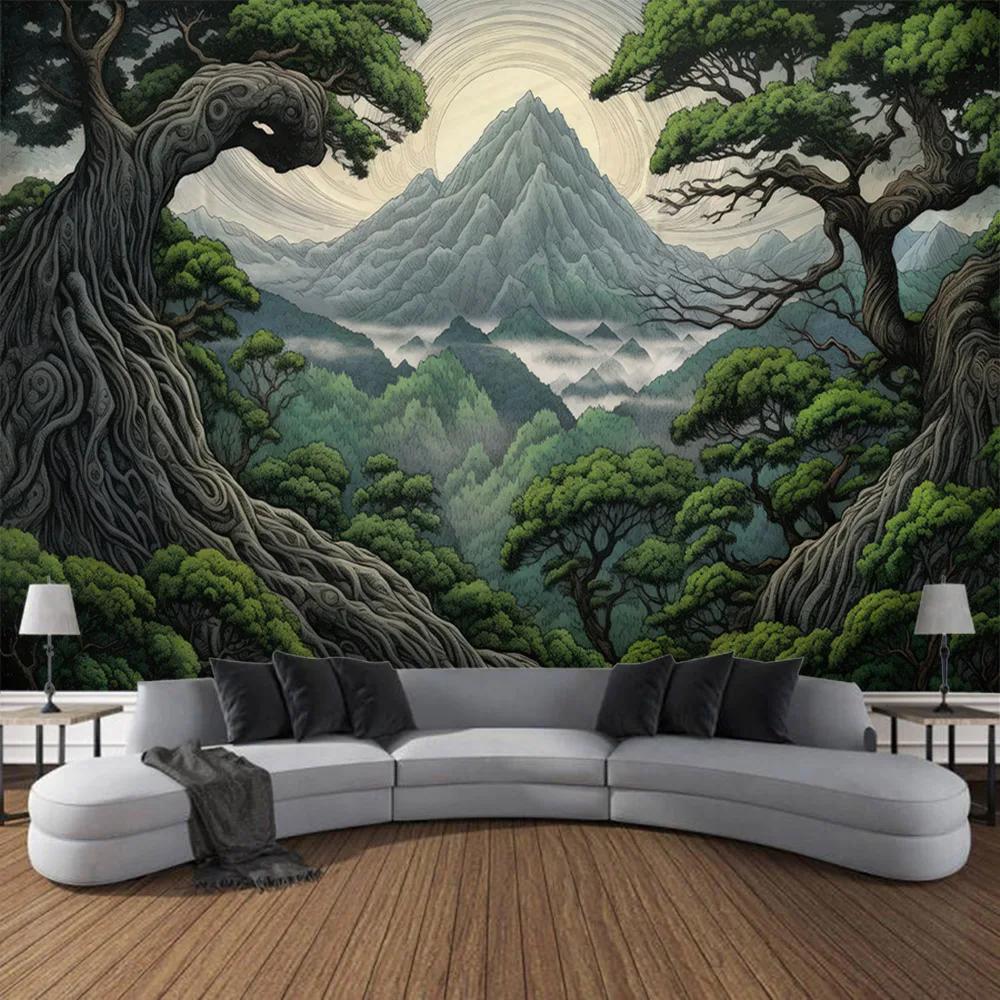 Natural Scenery Oil Painting Tapestry Home Wall Art Decoration Background Cloth Bedroom Living Room Dormitory Office Poster