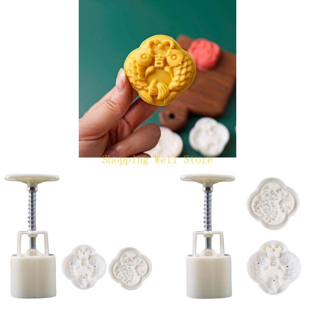 KX4B 50g Fish Mung Bean Cake Mould Plastic Mooncake Moulds Baking Accessories Mooncake Tools Perfect for Moon Festival