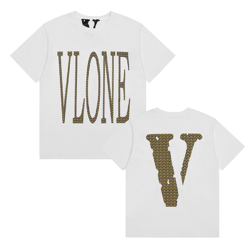 VLONE Summer Men's and Women's Back Print Monogram Big V Short Sleeve T-shirt Loose Fit