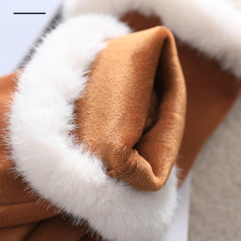 Windproof Suede Gloves Solid Color Women Winter Gloves Fashion Full Fingers Mittens Girls