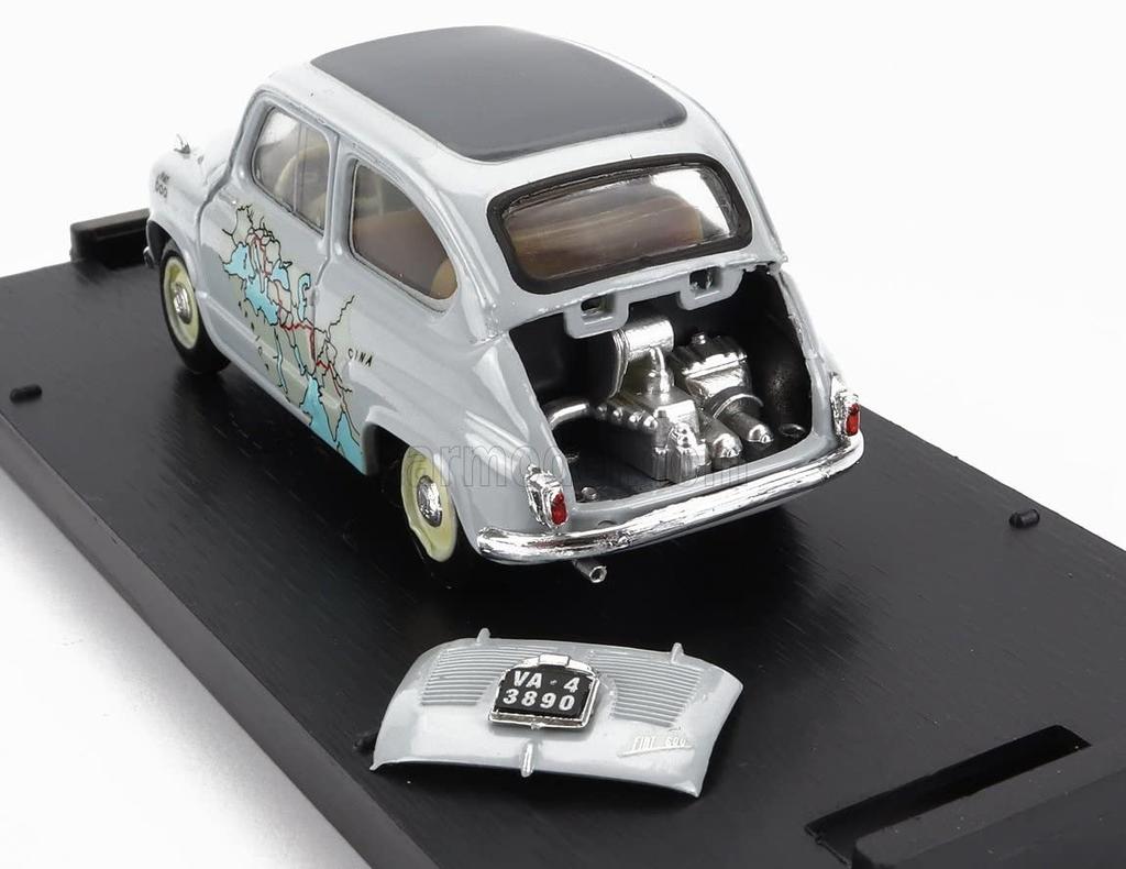 BRUMM Fiat Miniature Car 1/43 FIAT 600 Rally Rome To Calcutta 1955 13,260 Km