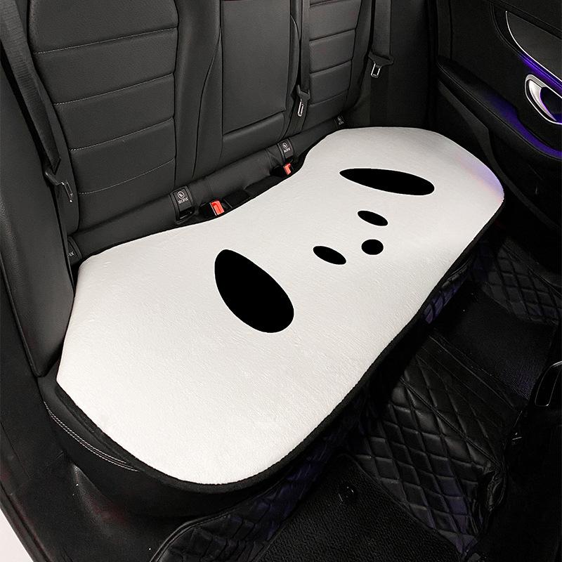Niedliches schwarz-weißes Hunde-Auto-Kopfstützenkissen aus Plüsch, bequem und bequem