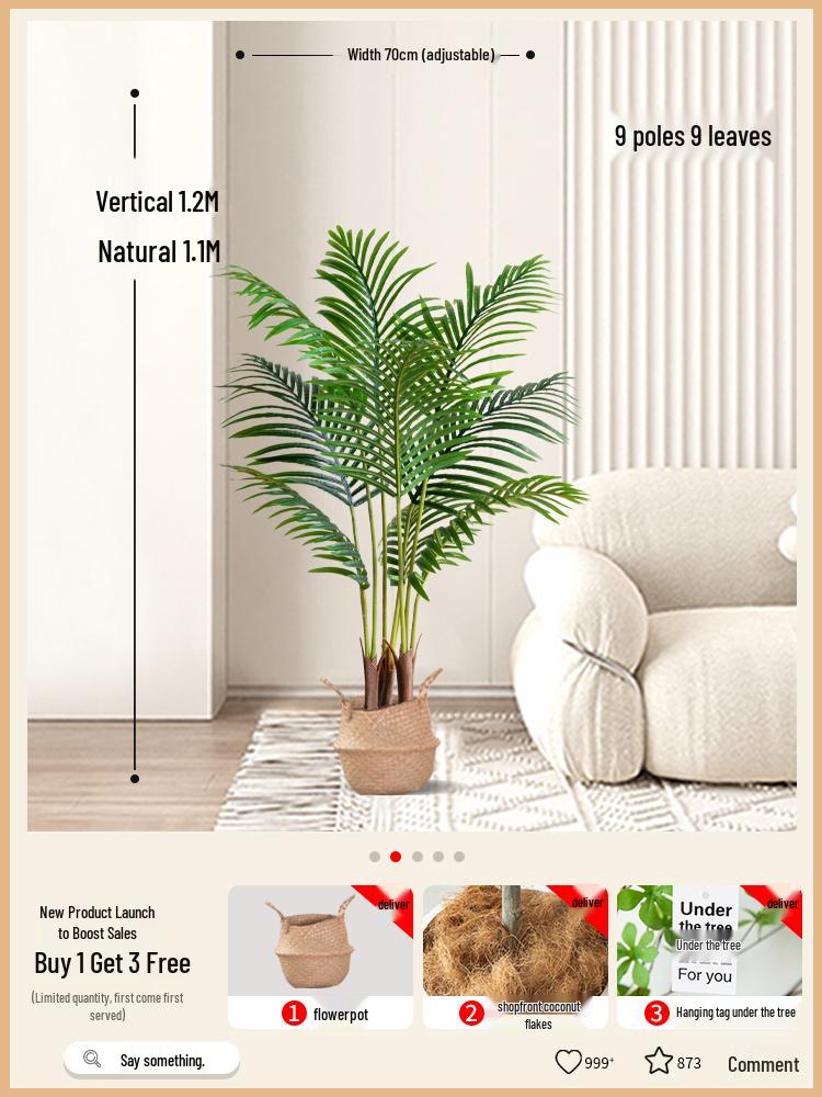 Bionic Green Sprenger's Fern Artificial Tree for Indoor Luxury Living Room Décor