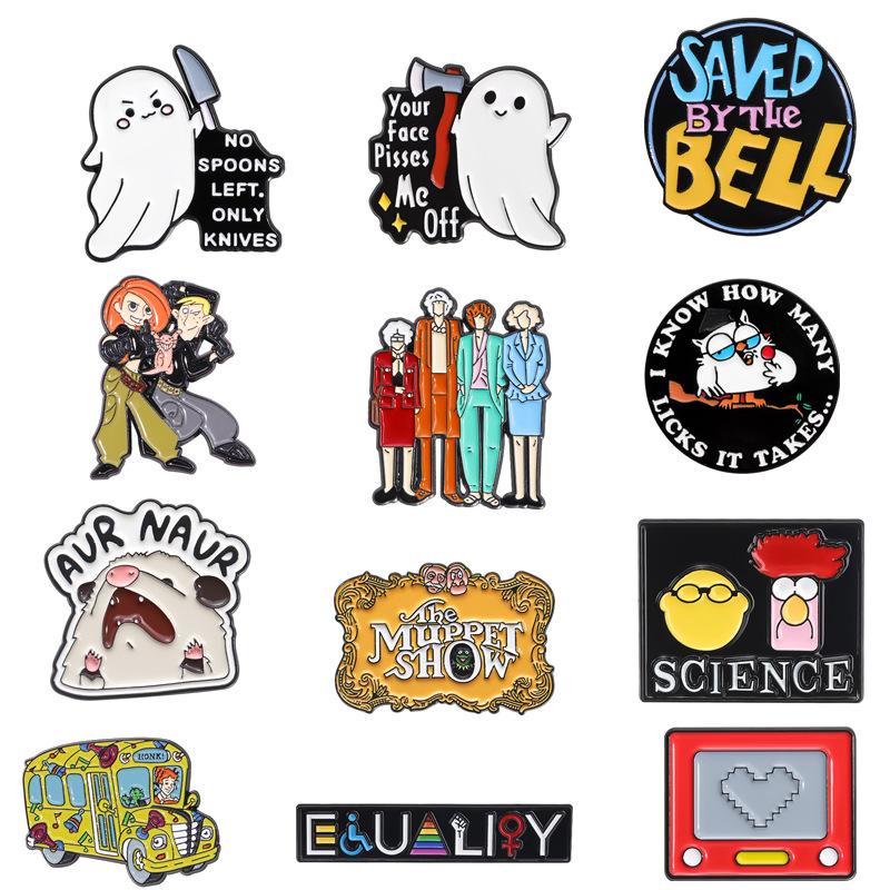 Cute Cartoon Ghost Brooch Anime Movie TV Peripheral Fun Badge Character Decoration Pin Accessory for Clothes Bags