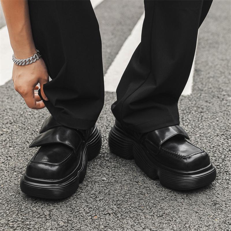 Paris Derby shoes niche design casual leather shoes men's black British high-end big head shoes men's 30315-J