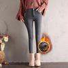 Hohe Taille Samtjeans Damen Frühling und Herbst Neue trendige und dünne elastische Hosen Schwarze Hosen Große Größe