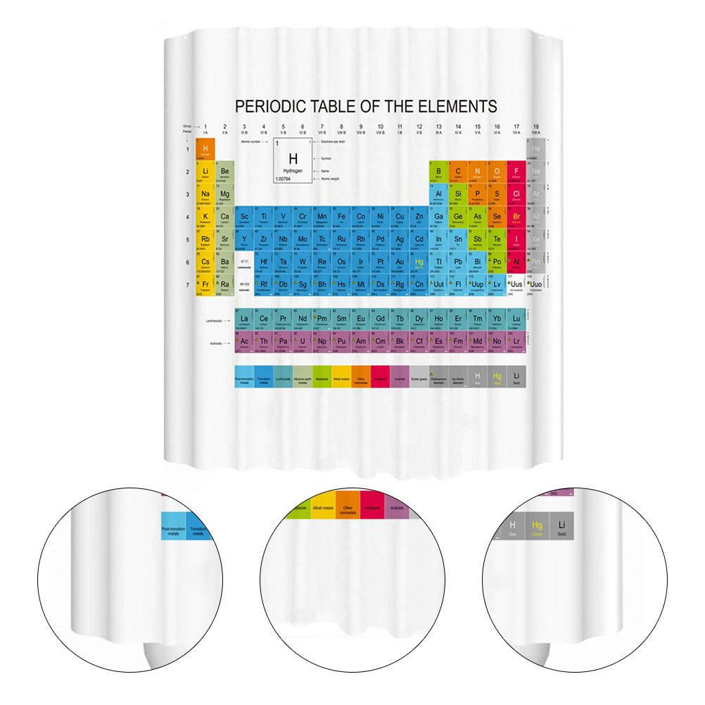 

Periodic Table Shower Curtain Waterproof Bathroom Decoration Opaque Bath Curtain Creative Shower Curtains 180x180cm 180x150cm