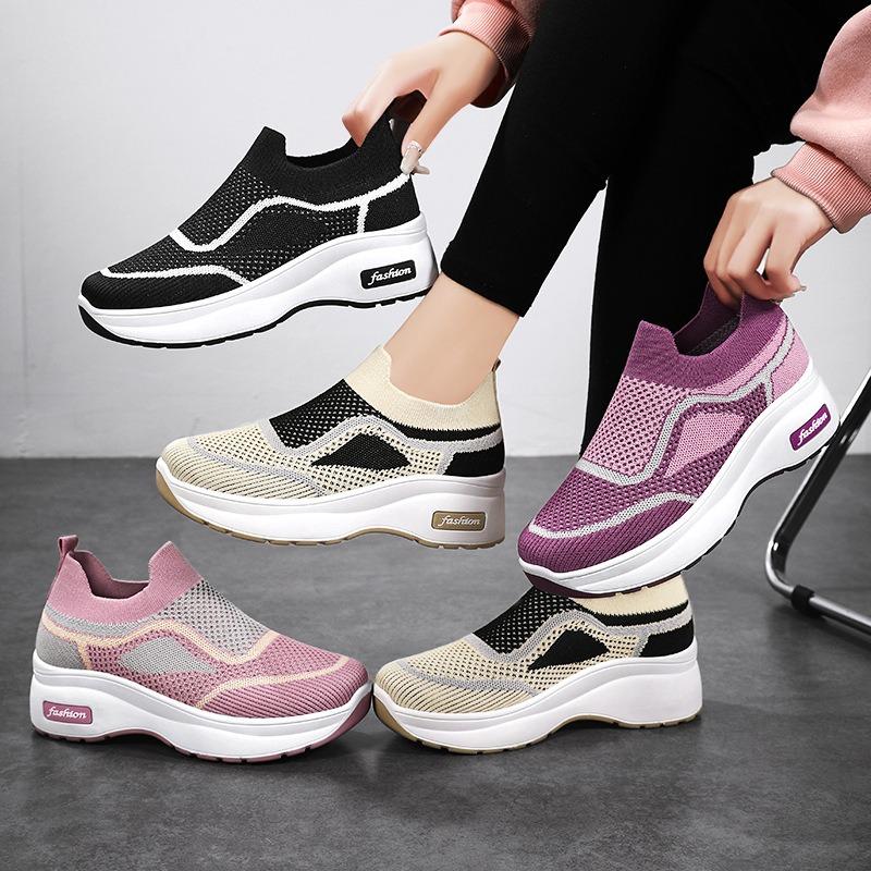 Shoes Women's Spring Platform Casual Style Women's Shoes Heightening Shoes Mesh Breathable Single Shoes