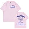 Large Cotton Men's Clothing Pizza Time All Day Meme Printed  Fun Cartoon Retro Harajuku Tee Casual Fashion Short Sleeved T-shirt