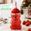 Sippy Cup with Straw Christmas Bear Glass Cup Easy To Clean Drinking Cup for Kids Adults Large Capacity Homemade Beverage Container