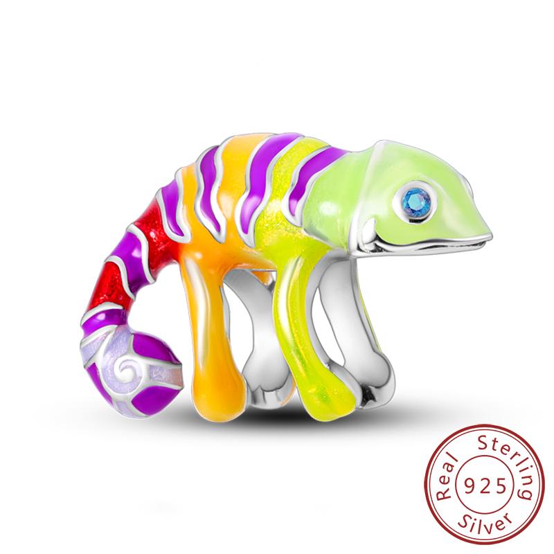 Copper Charms Beads Cute Fire Dragon Shaped Chameleon Charms Fit Original Pendants Bracelet Diy Women Jewelry Gift