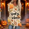 Women's Casual Long Sleeve V-Neck Print Mid-Length Tunic Top