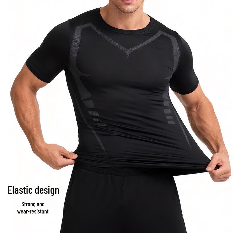 Tricou Sport Bărbați cu Uscare Rapidă și Compresie pentru Fitness, Alergare, Baschet și Fotbal