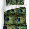 Green Animal Peacock Feather Duvet Cover With Pillow Case Custom 3pcs Bedding Set Quilt Cover Double Bed Home Textile